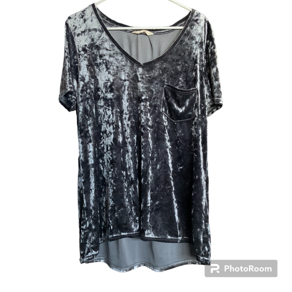 Spring + Mercer Pewter Crushed Velvet Leggings Pocket T size large